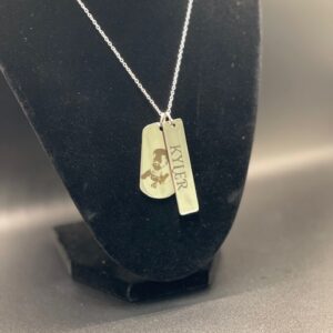 Custom Engraved Dog Tag & Bar Pendant Necklace