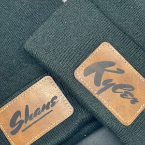 Personalized Leather Patch Beanie – Custom Name Hat
