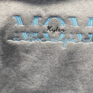Personalized “MOM I Love You” Embroidered Sweatshirt – Custom Name Gift