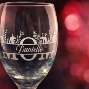 Floral Monogram Personalized Engraved Wine Glass