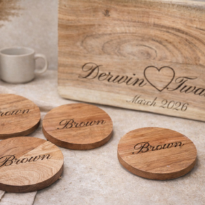 Personalized Engraved Wine Box & Coaster Gift Set