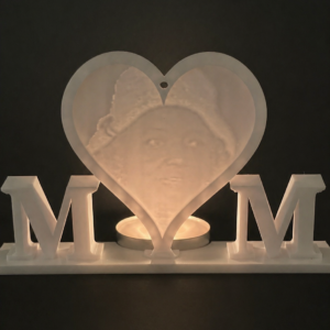 Custom 3D Photo Memorial Tealight Candle Holder – Personalized Heart Lithophane with LED Candle